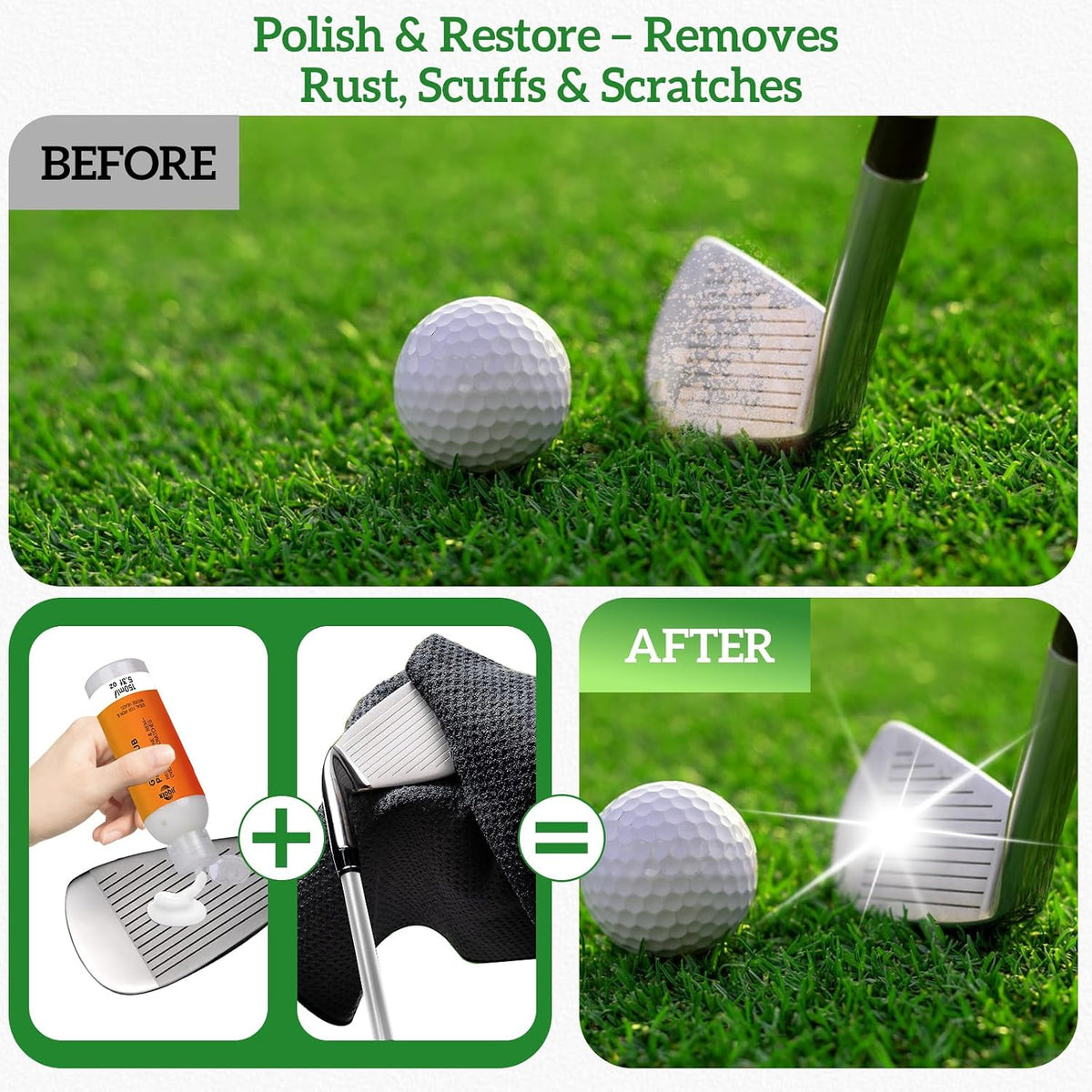 Golf Club Cleaning Kit – Grip & Shaft Cleaner, Polish, Groove Sharpener, Brushes & Towels – Complete Golf Club Care