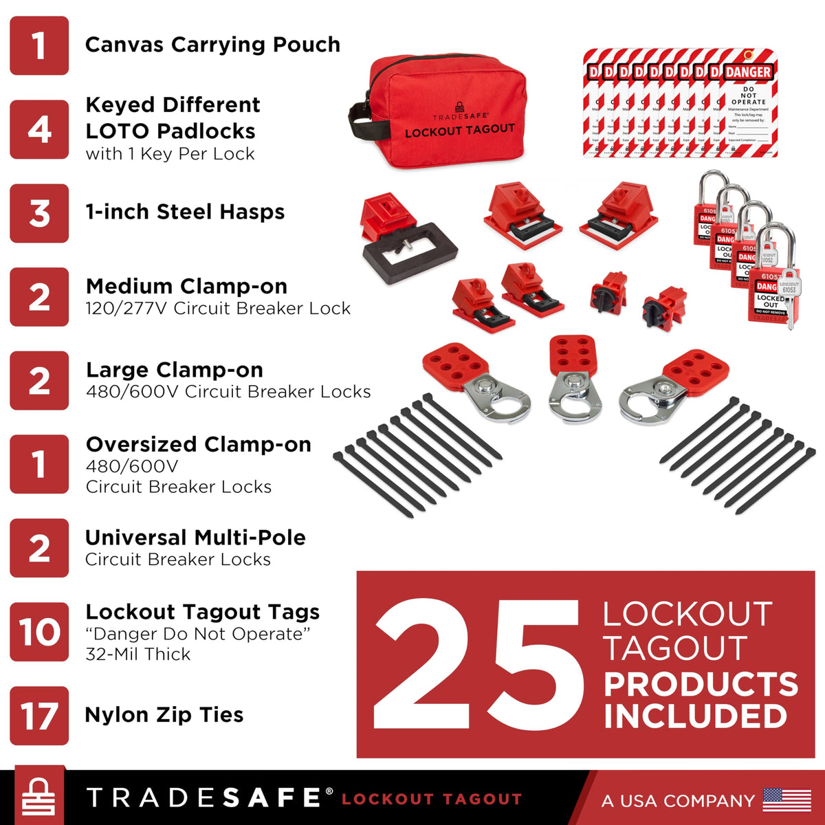 Breaker Lockout Tagout Kit, Electrical Loto Kit, 1 Key Per Lock