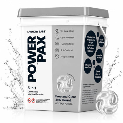 PowerPax 5-in-1 Detergent Pods, 425 Count, Free and Clear
