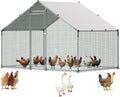 Large Metal Chicken Coop with Run, Walkin Chicken Coop for Yard with Waterproof Cover, 6.5 x 9.8 x 6.5 ft, Spire Roof