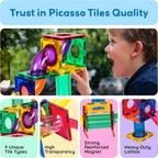 100 Piece Marble Run Magnetic Tiles Race Track STEM Ages 3+