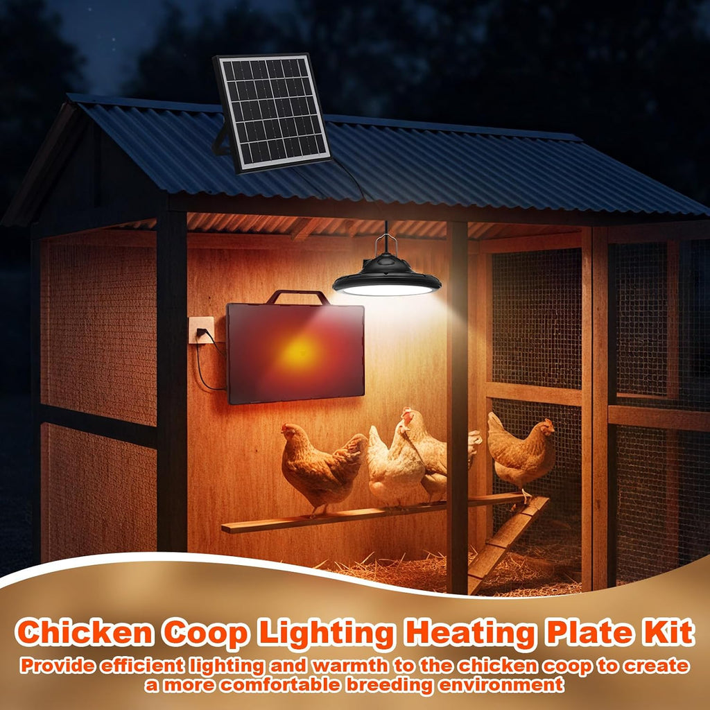 Solar Chicken Coop Shed Light, 160w Coop Heater, Single Light, Black