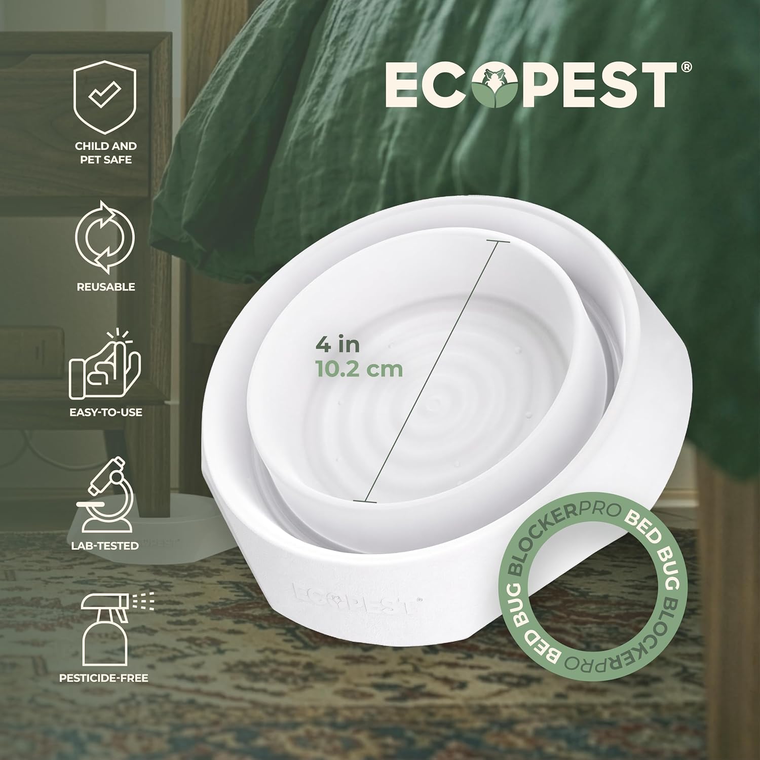 Bed Bug Interceptors – 8 Pack | Bed Bug Blocker (Pro) Interceptor Traps (White) | Insect Trap, Monitor, and Detector