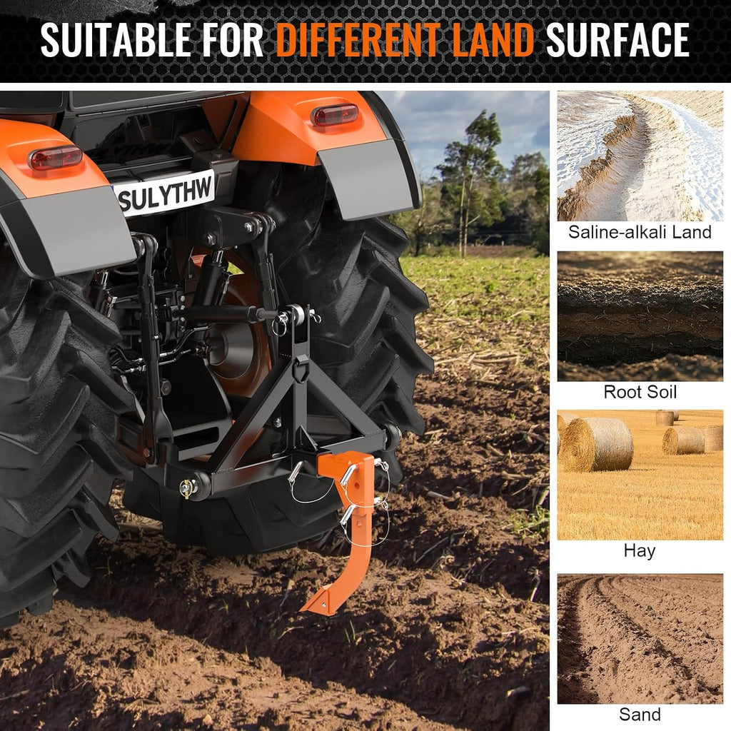 Hitch Mounted Trencher Orange for 2" Receivers, Hitch Lawn Trencher, Middle Buster Plow for CAT 0&1 Tractors, 3 Point