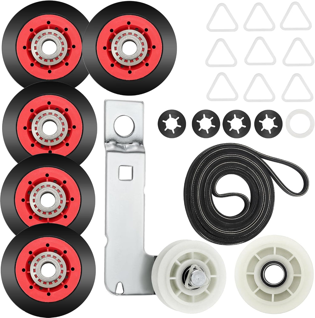 WPW10314173 Drum Roller&W10837240 Dryer Idler Pulley&661570v Dryer Belt&279640 Idler Pulley=4392067 Dryer Repair