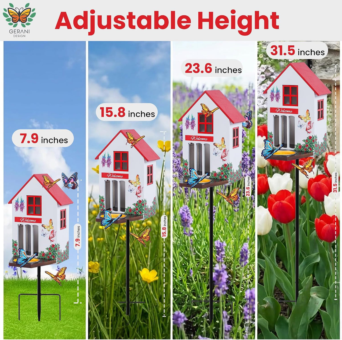 Butterfly House and Feeder for Outside with Metal Stake