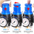 TAILONZ 1/4"NPT Pneumatic Pressure Regulator AFC2000 Gauge & Lube Cup,Blue