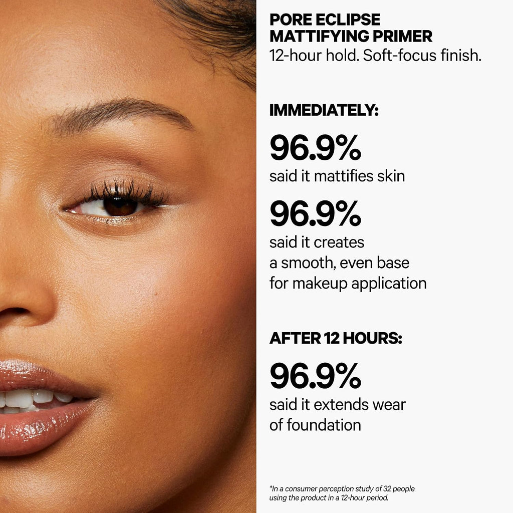 Pore Eclipse Mattifying Primer – Blurs Pores, Controls Shine + Holds Makeup for Up to 12 Hours – Creates a Smooth