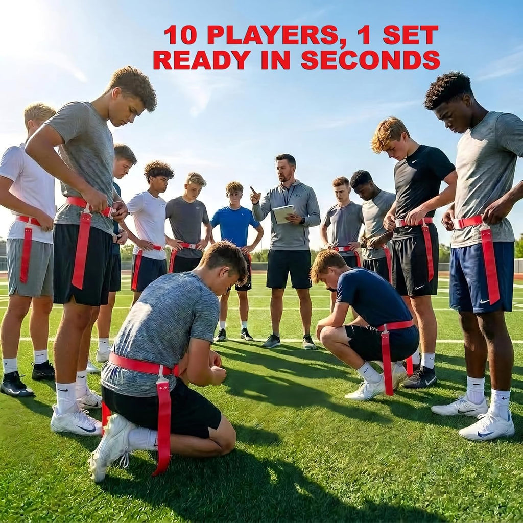 Adjustable Flag Football Belt Set, One Size Fits All | Pop-release flags for fast, fair calls; durable woven material