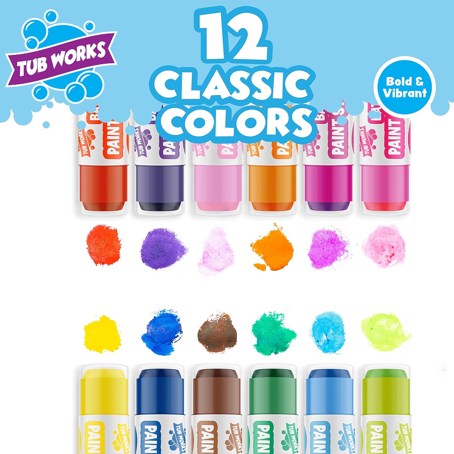 Bath Paint Sticks Bath Toy, 12 Count | Nontoxic, Washable Bathtub Paint for Kids & Toddlers | Twistable Sticks Draw