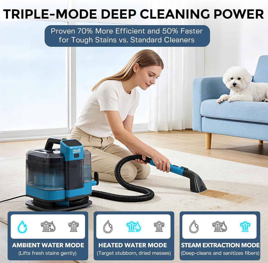 Hydroflex Pro Steam Portable Carpet Spot Cleaner with Steam, 1600W Upholstery Cleaner Machine, 18KPa Strong Suction