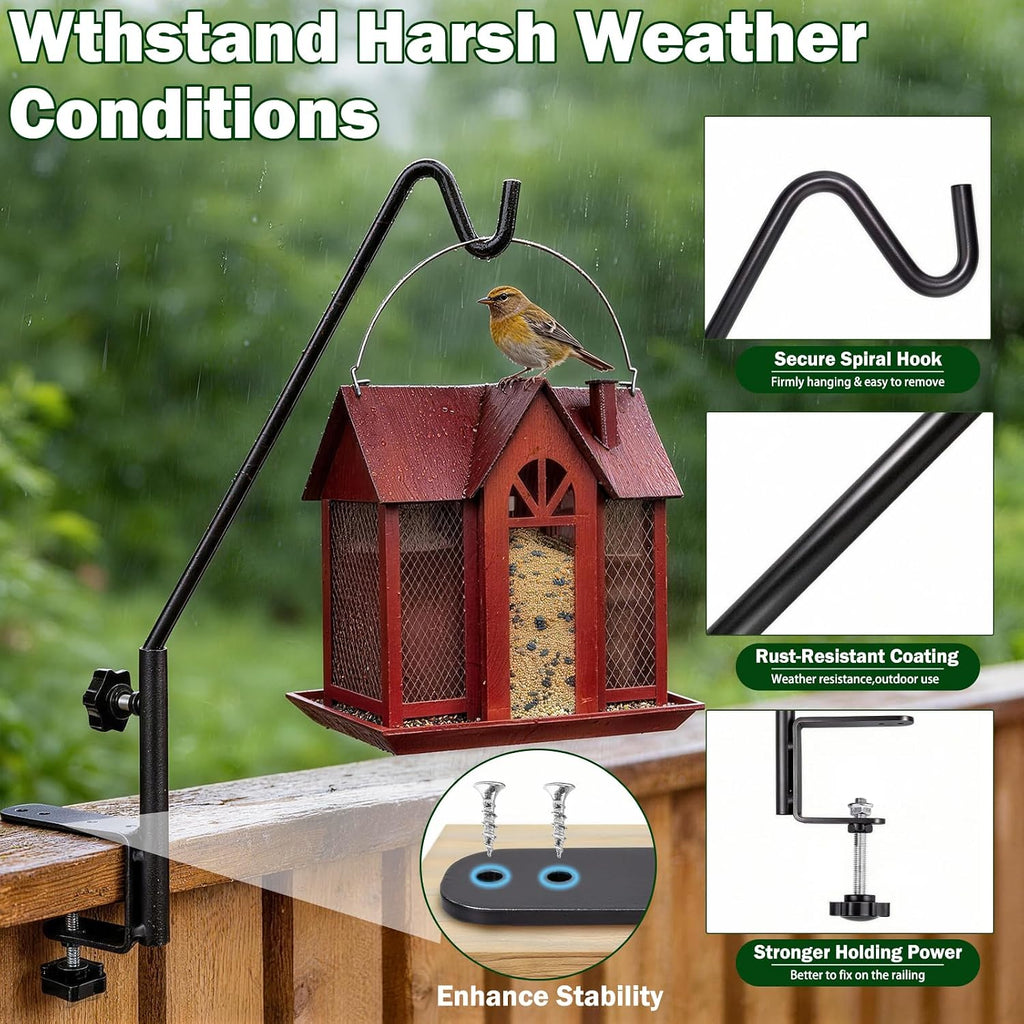 15 Inch Deck Hooks Hanger for Railing 2 PCS, 360° Swivel Adjustable