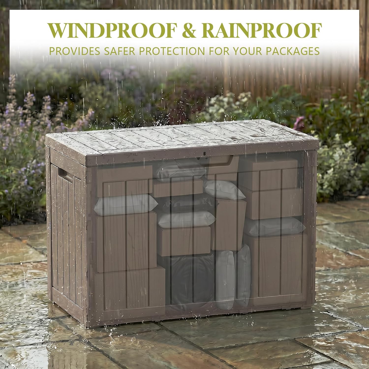 50 Gal Package Delivery Box Lockable Outdoor Storage Box | Secure parcel drop box with UV-resistant resin, waterproof