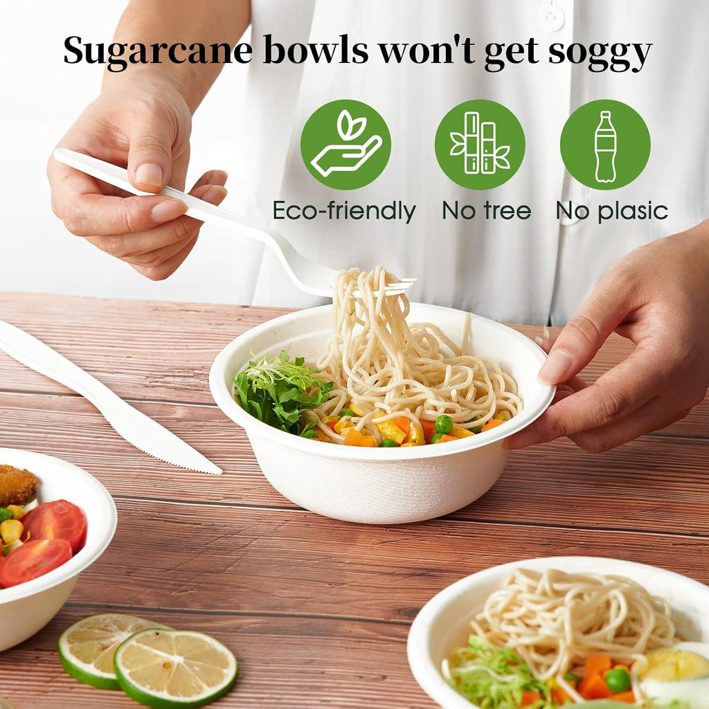 150 Pack 16 oz Compostable Paper Bowls Disposable, White