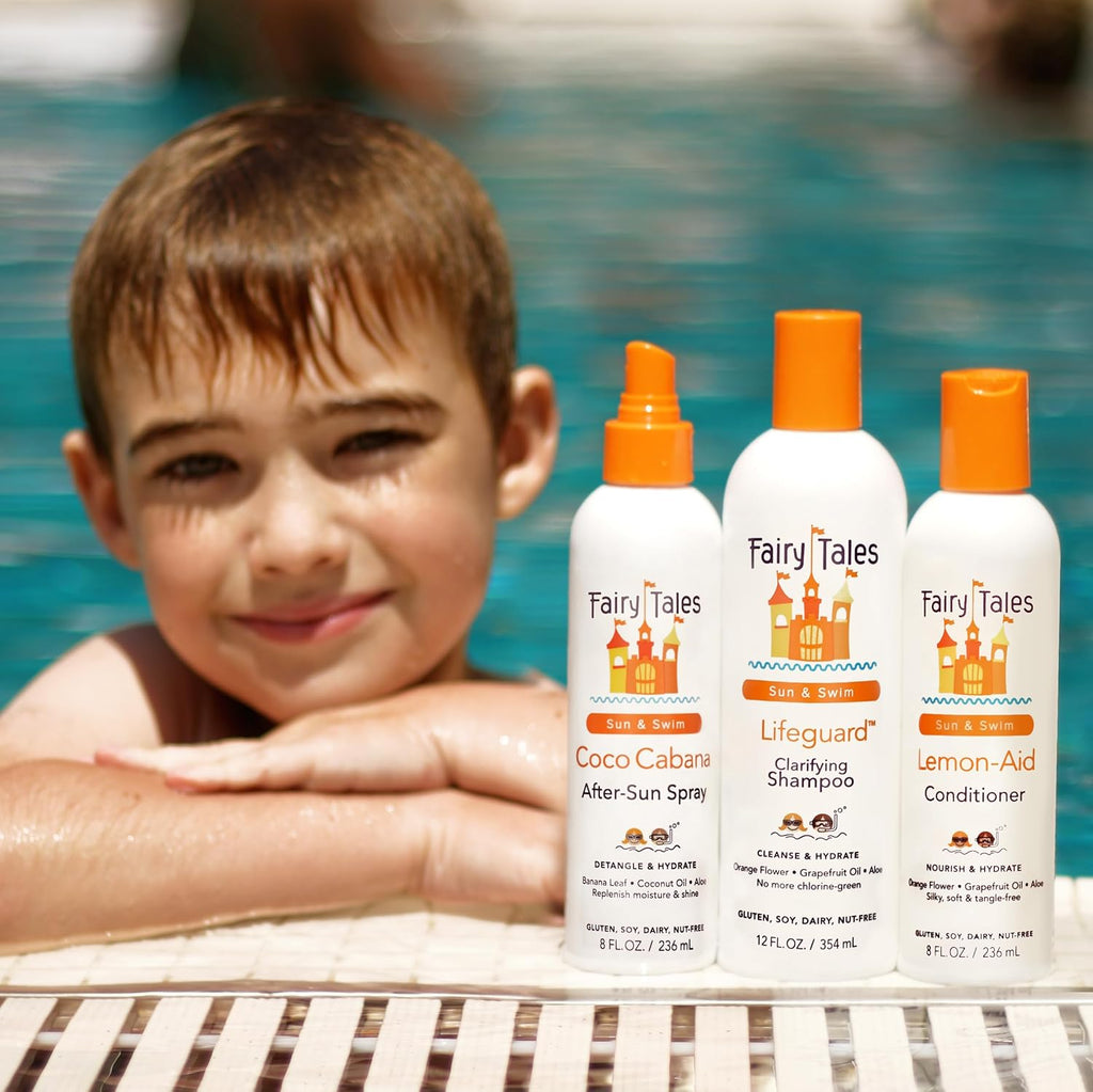 Sun & Swim Shampoo & Conditioner for Kids - Chlorine Removal Swim Shampoo, Removes Green Pool Tones, Sea Salt &