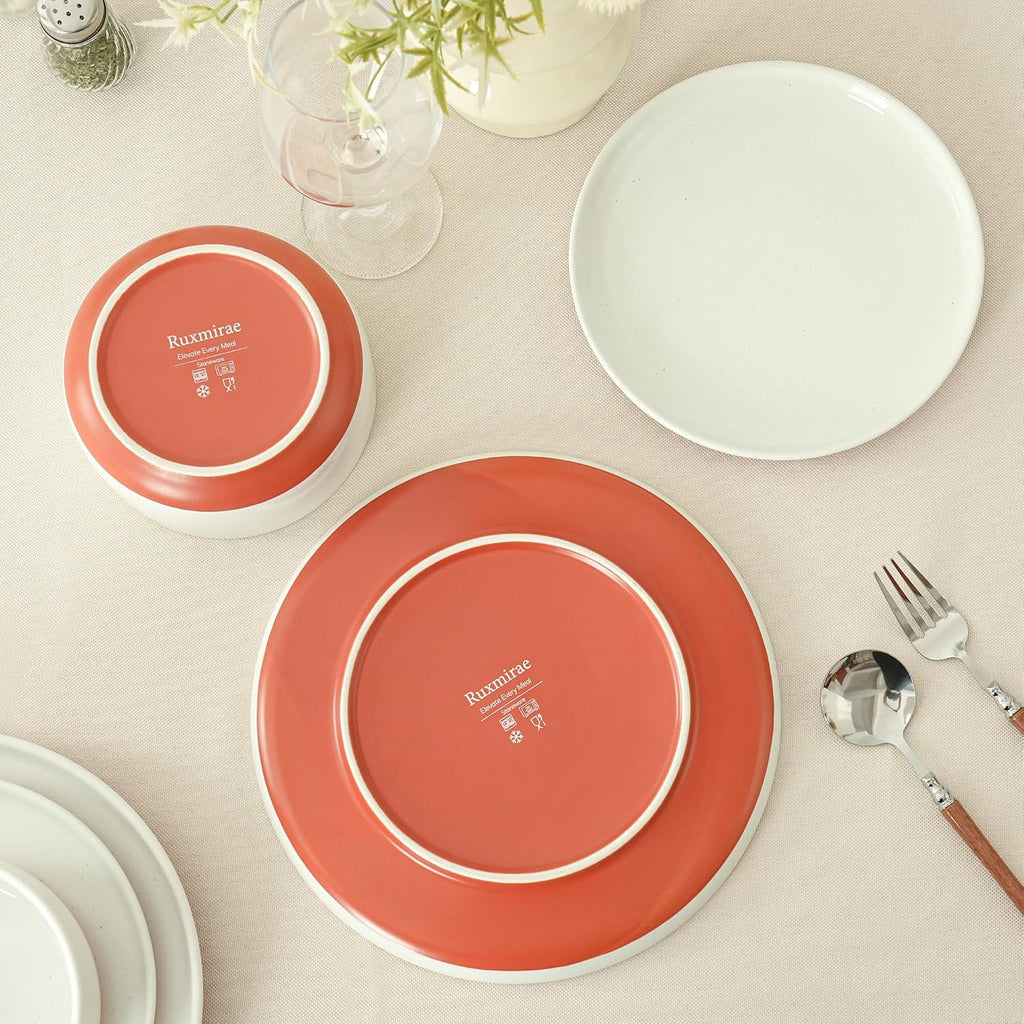 6 Piece Dinnerware Set, Dish Set for 2, Stardust Glaze White
