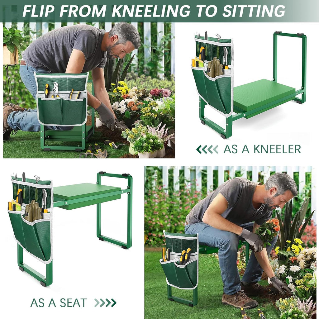 Garden Kneeler and Seat, 10.2" Wider Heavy Duty Thick Gardening Bench for Kneeling and Seat - Multifunctional Kneeler