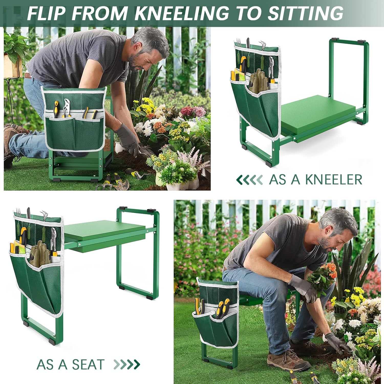 Garden Kneeler and Seat, 10.2" Wider Heavy Duty Thick Gardening Bench for Kneeling and Seat - Multifunctional Kneeler