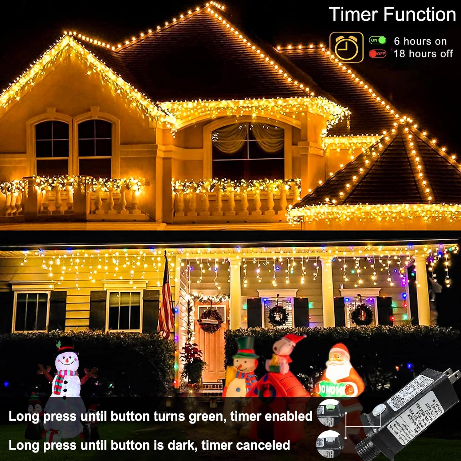 Warm White Christmas Lights Outdoor Icicle Lights for Outside 66ft 640 LEDs | Twinkle String Lights with Connectable