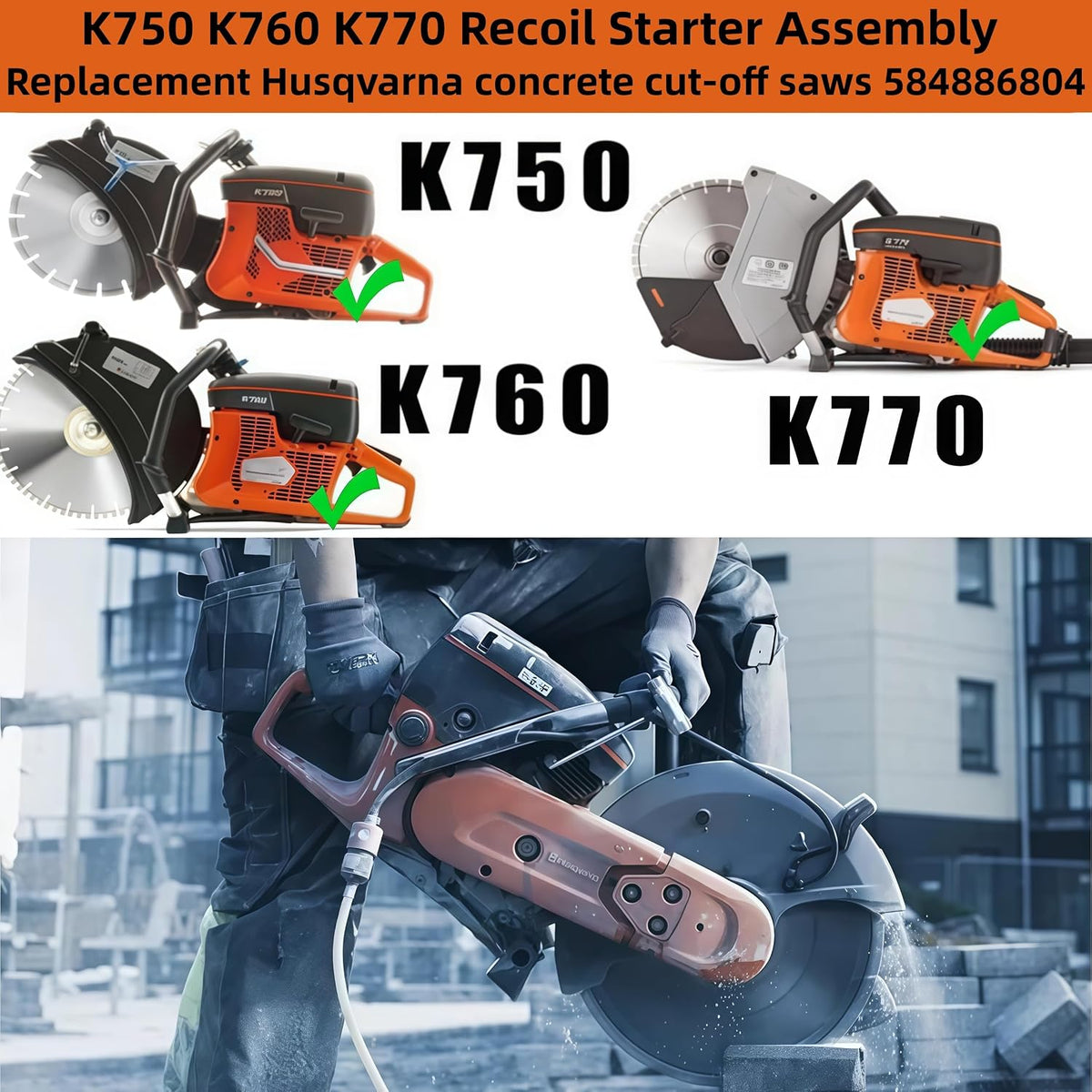 K770 Recoil Starter Assembly for Husqvarna Concrete Cut Off Saw