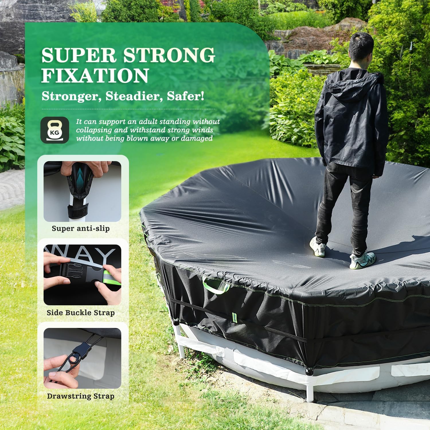 500D Pool Cover 14FT Round [2026 Upgraded Heavy Duty Fabric] Solar Pool Covers for Above Ground Pools, New Super