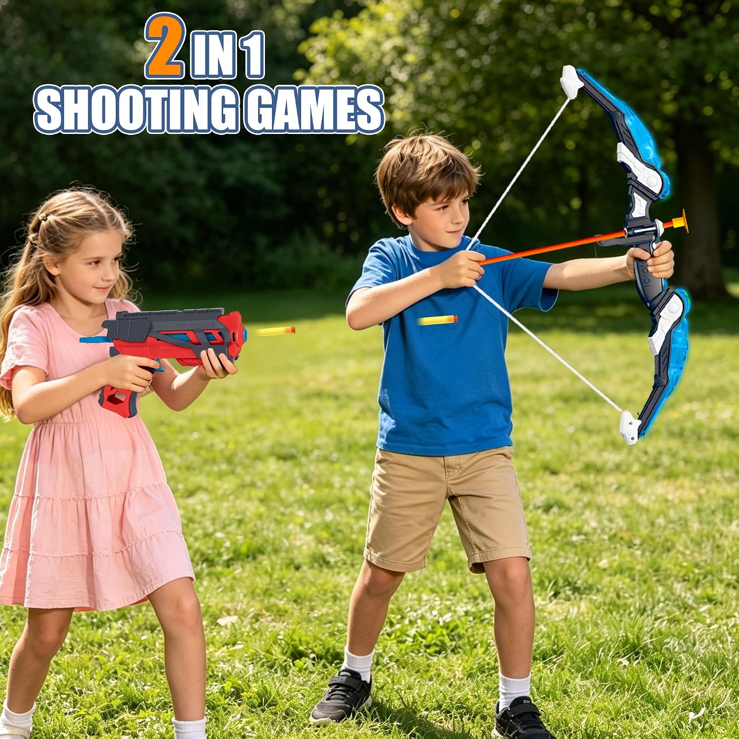 Kids Bow and Arrow Set,Archery Toy Set with Light-up LED,10 Suction Cup Arrows,Foam Dart Shooting Toy,Target and