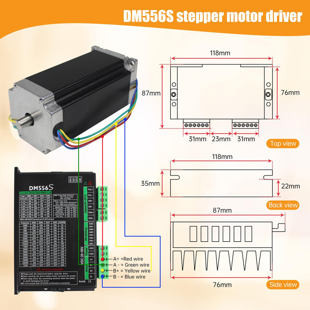 4 Axis Nema23 Stepper Motor Driver USB Mach3 CNC Router Controller Kit 36V