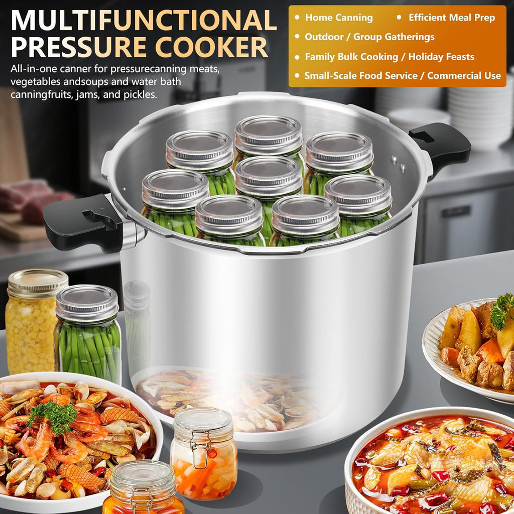 23-25qt Pressure Canner, large Pressure Cooker, 10-15PSI for Batch Canning, Compatible with All Stoves,pressure