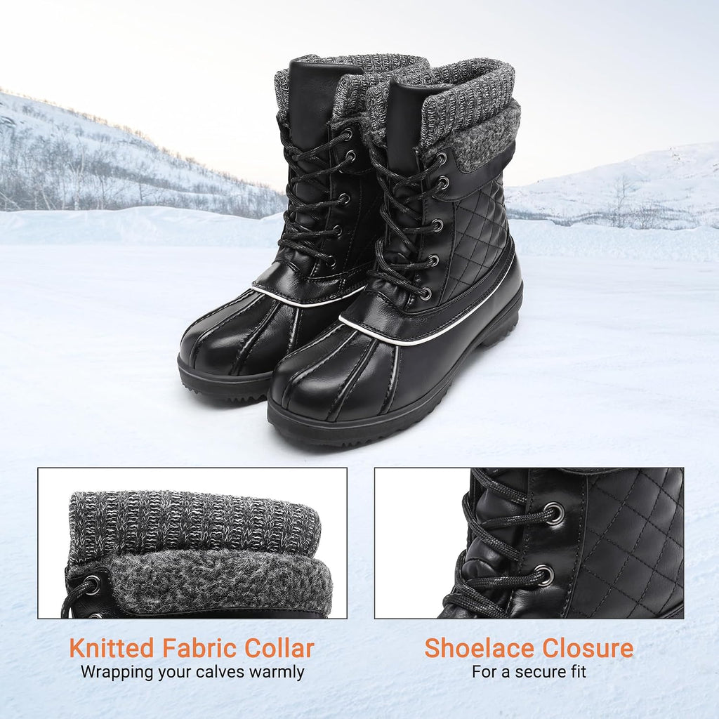 Women's Mid Calf Duck Winter Boots | 3M Thinsulate Insulation, Waterproof Upper, Adjustable Straps, EVA Rubber