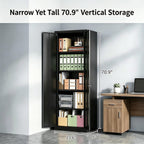 24" W Slim Metal Garage Storage Cabinet, Black