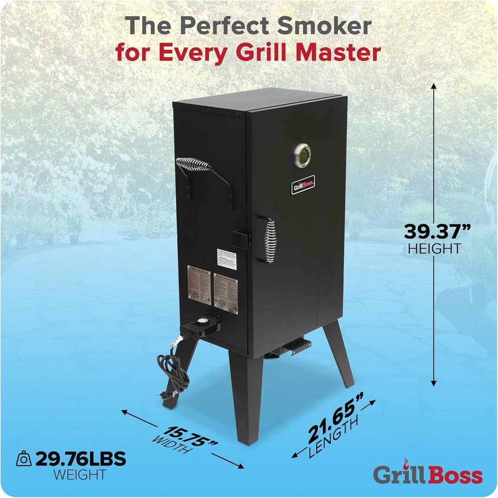 Grill Boss Electric Pellet Smoker, Vertical BBQ with Digital Controls, Black