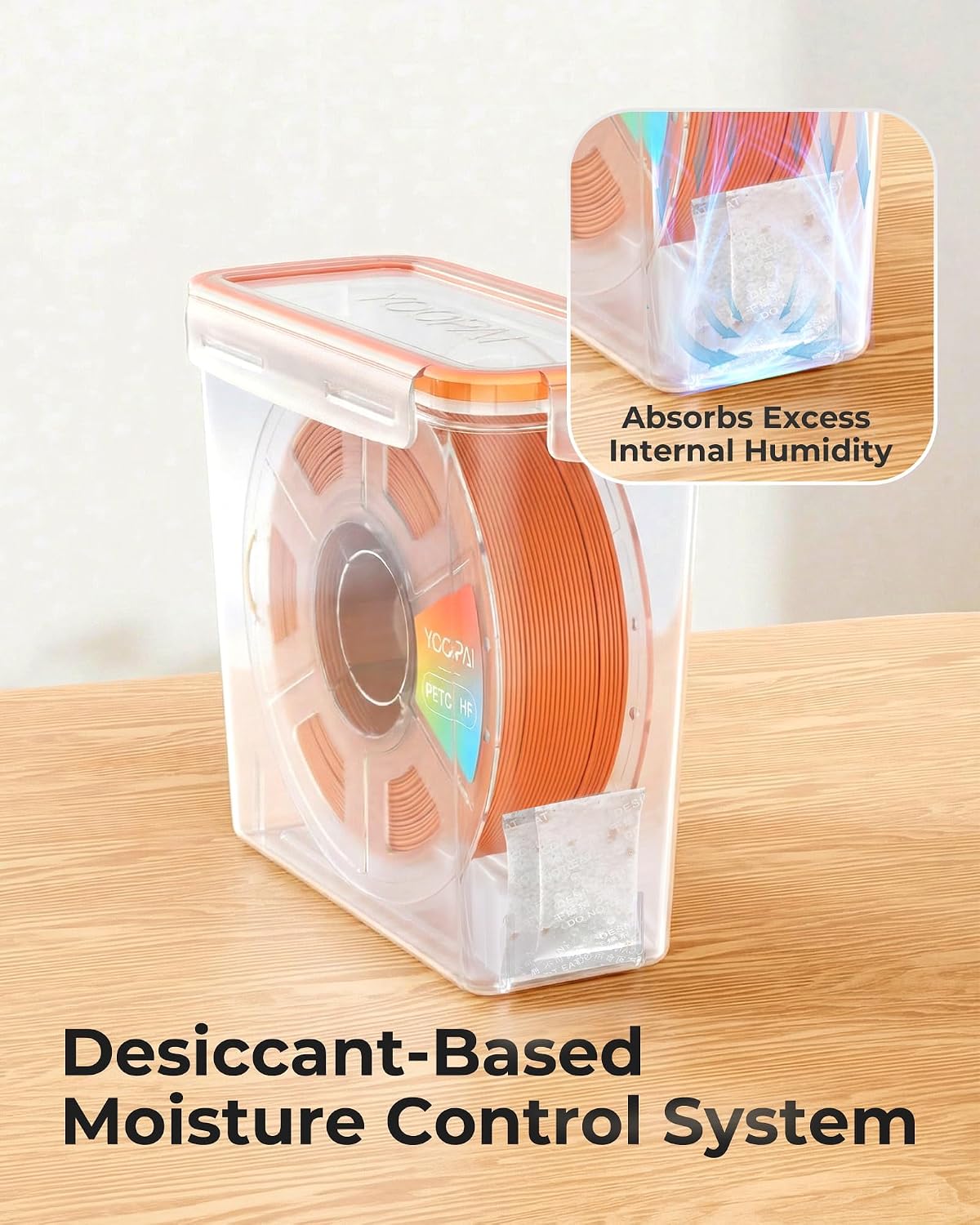 Pro Filament Storage Box – Precision-Fit Airtight Container for Single 1KG Spools, Flat-Lid Design for Stable