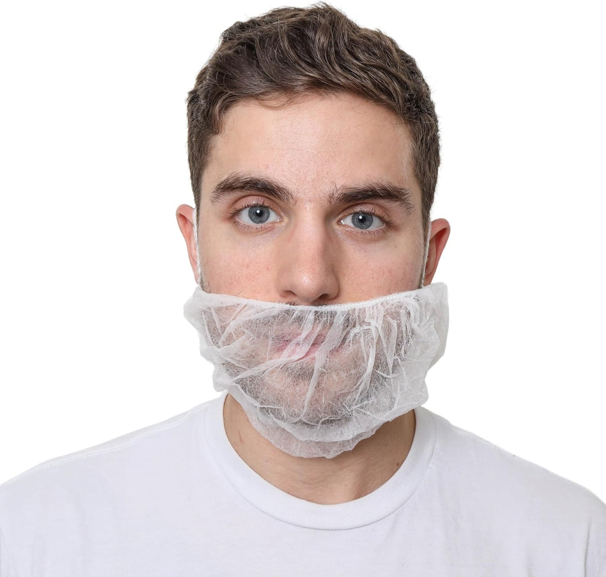 Beard Nets, White Disposable Beard Covers, Beard Net for Food Service, Cooking, Cleaning