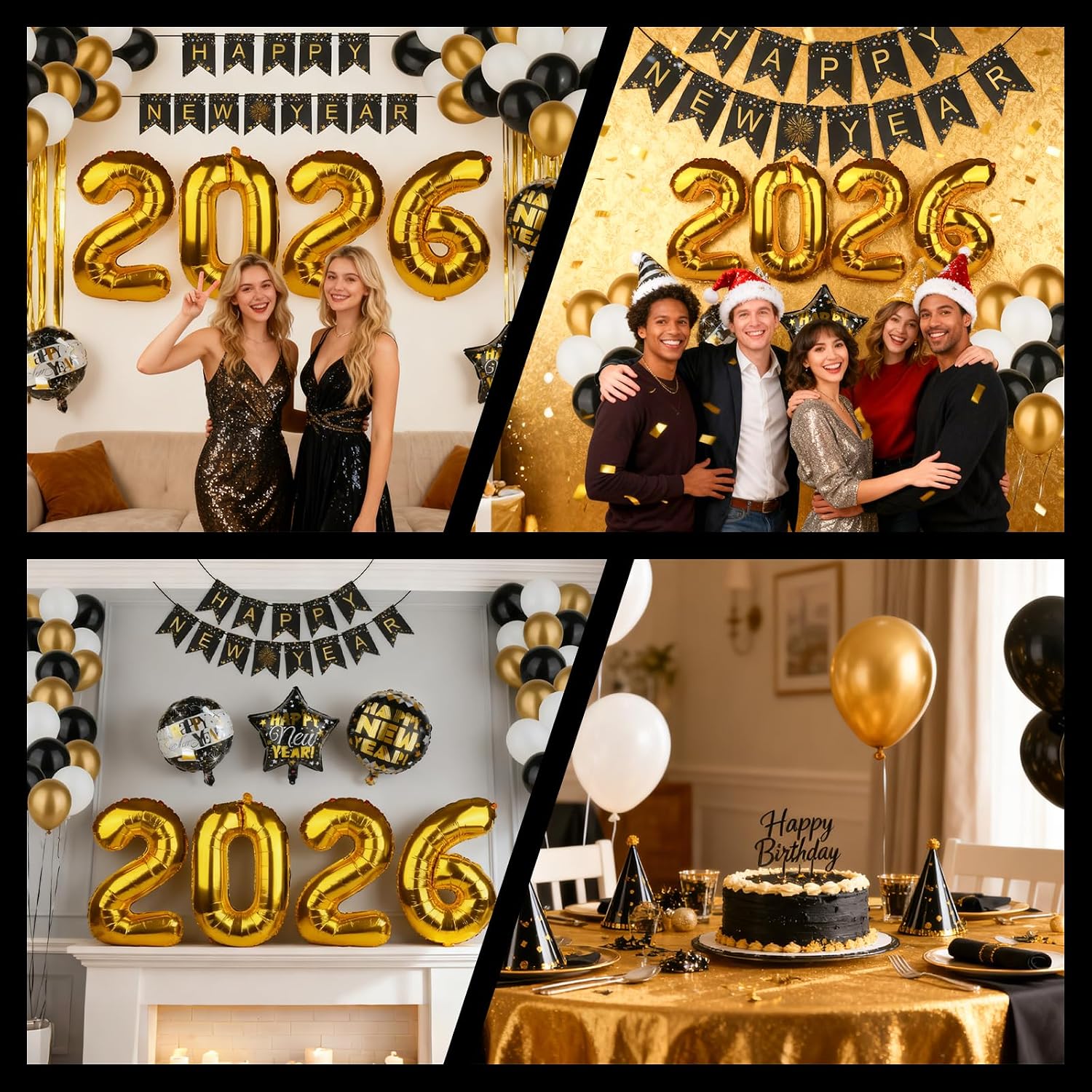New Year 2026 decorations,Eve party supplies for 2026, including 2026 balloons and Happy New Year balloons