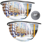 2 Pcs 18" Corner Mirror Blindspot for Wall Safety Security Acrylic Half Dome Convex Mirror Indoor for Ceiling