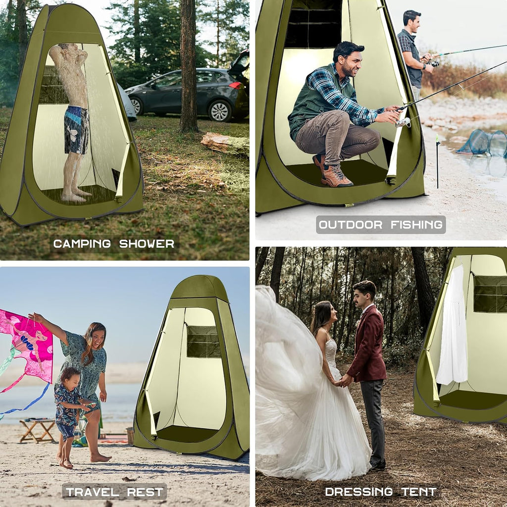 Pop Up Shower Tent, Portable Changing Tent with Rain Shelter & Windows, Privacy Tent for Camping, Toilet or Bathroom