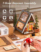 DIY Miniature Forest Tiny House Kit-A-Frame Cabin with LED Lights