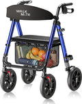 Rollator Walker for Seniors, 10 Inch Big Wheels, Reinforced Aluminum Frame 350lb Weight Capacity, Foldable All
