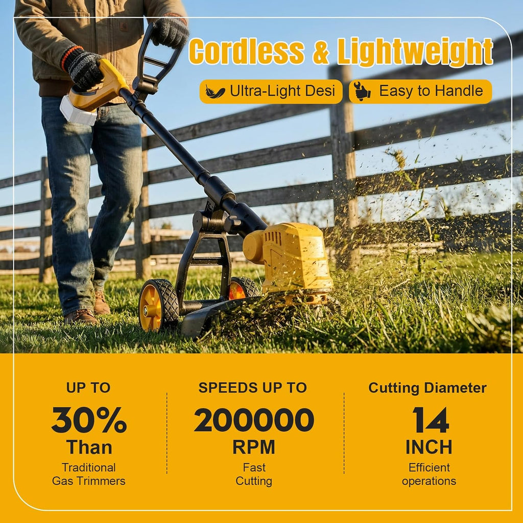 3 in 1 Cordless String Trimmer Compatible with Dewalt 20V Battery (NO Battery), 14" Electric Weed Wacker with Wheel