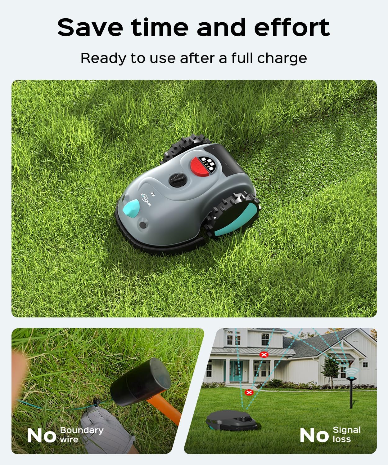 V100 Robotic Lawn Mower – Visual Navigation & Smart Obstacle Avoidance, Adjustable Cutting Height 0.8–2.4 in
