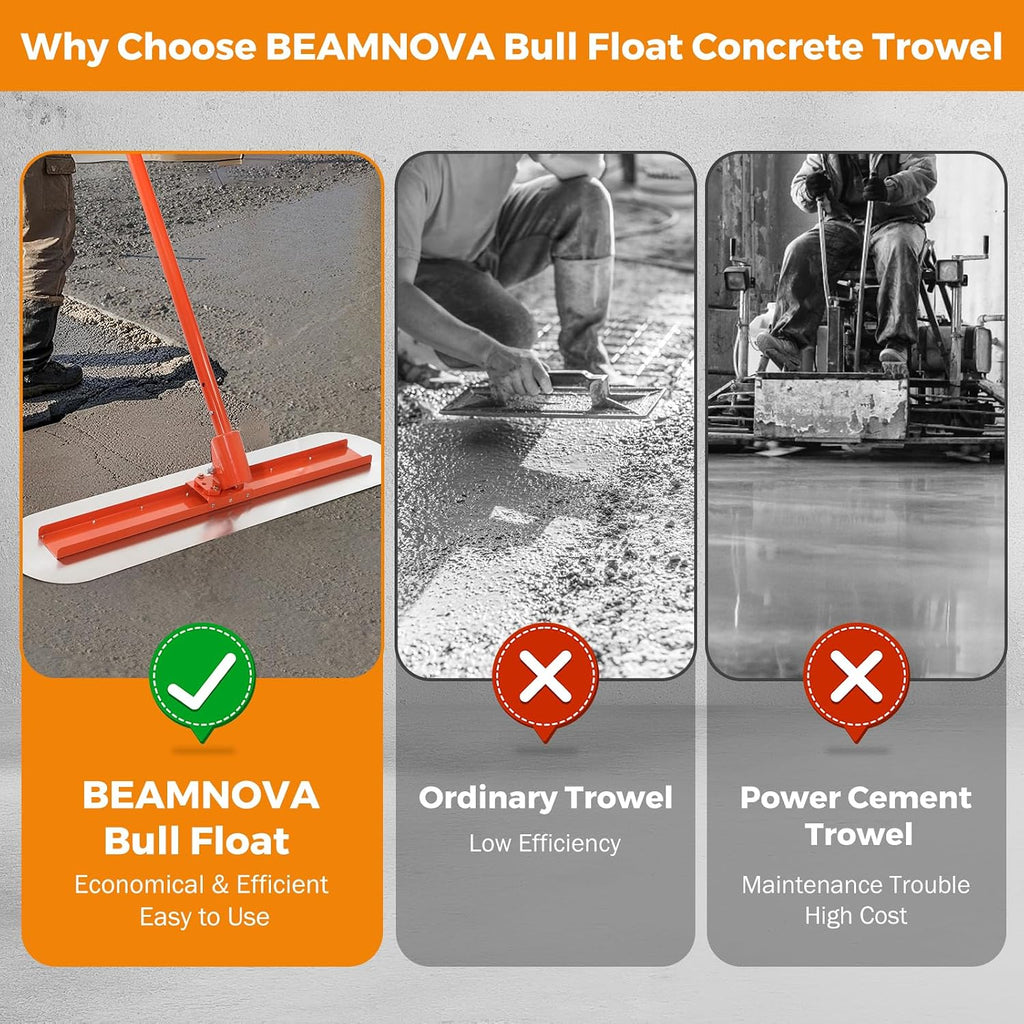 Bull Float, Concrete Tools Kit with 48 * 12 Inches Scraper | Stainless Steel Bullfloat Concrete Trowel, 181 in Cement