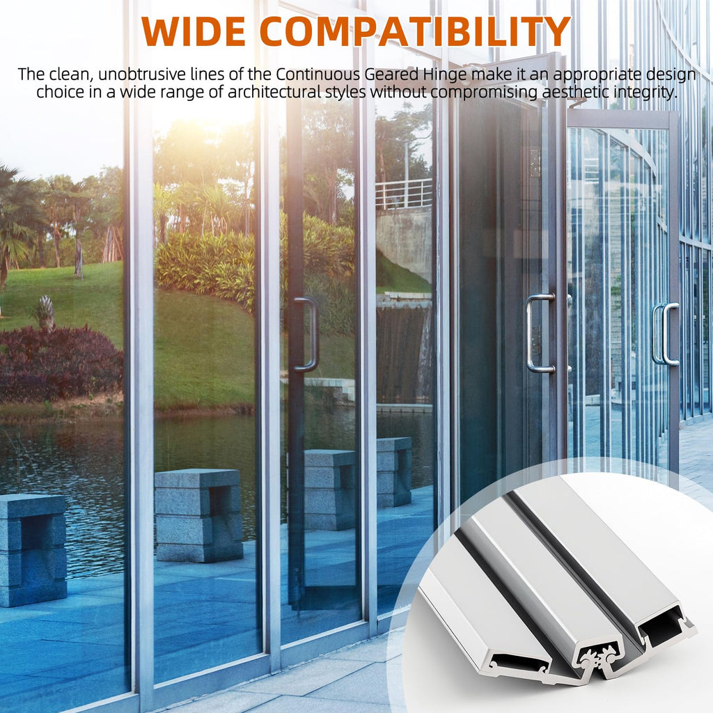 1 Pcs 83" Aluminum Continuous Hinge for Door, Silver