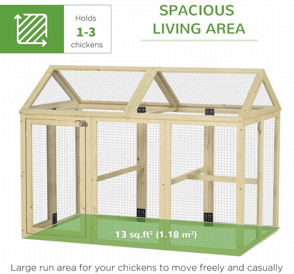 Chicken Run, Wooden Large Chicken Coop, Combinable Design with Perches & Doors for Outdoor, Backyard, Farm, 4.6' x