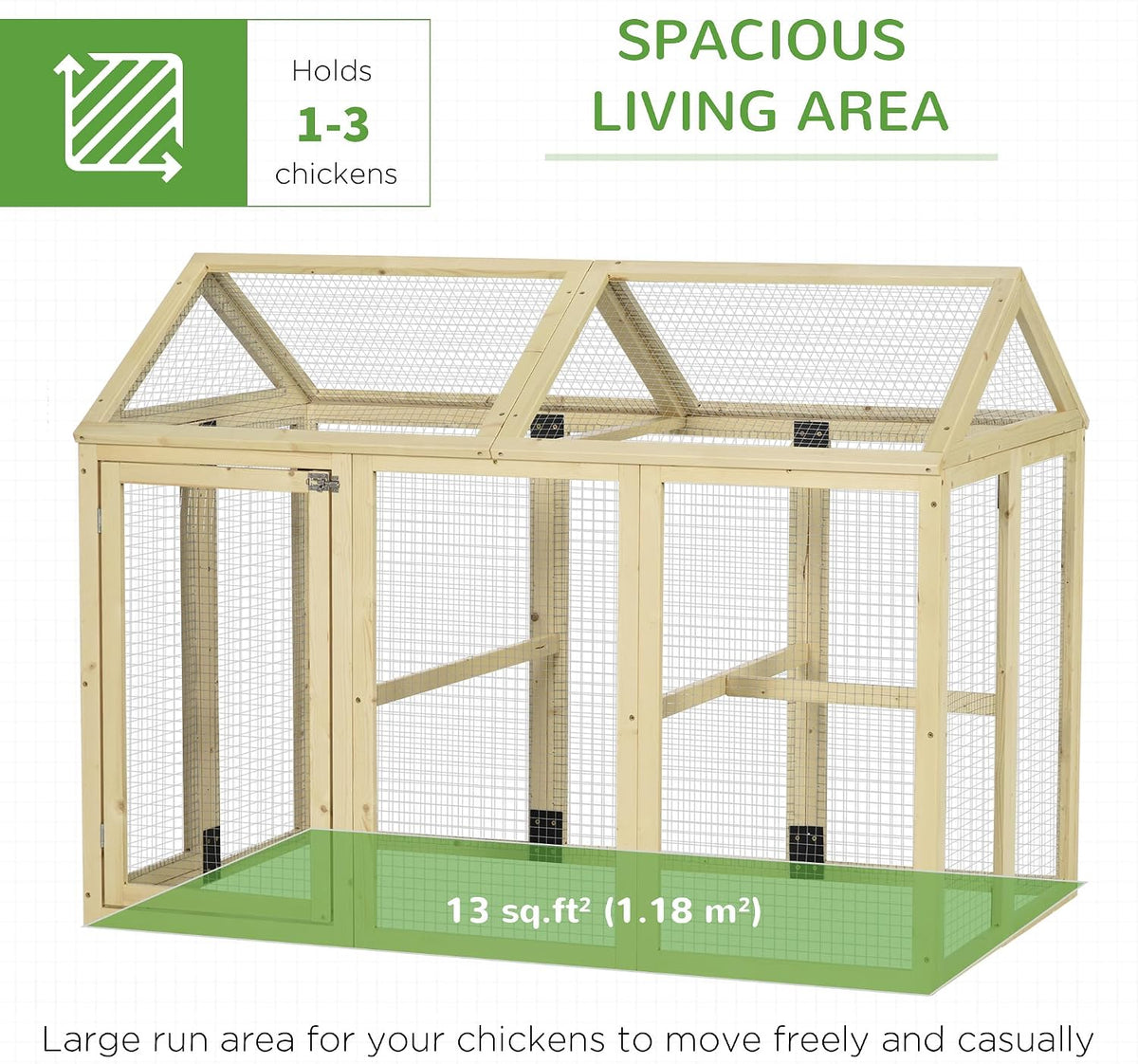 Chicken Run, Wooden Large Chicken Coop, Combinable Design with Perches & Doors for Outdoor, Backyard, Farm, 4.6' x
