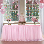 6ft Pink Tulle Table Skirt Baby Shower Tablecloth for Rectangle Tables or Round Tables Pink Ruffle Tutu Table Skirts