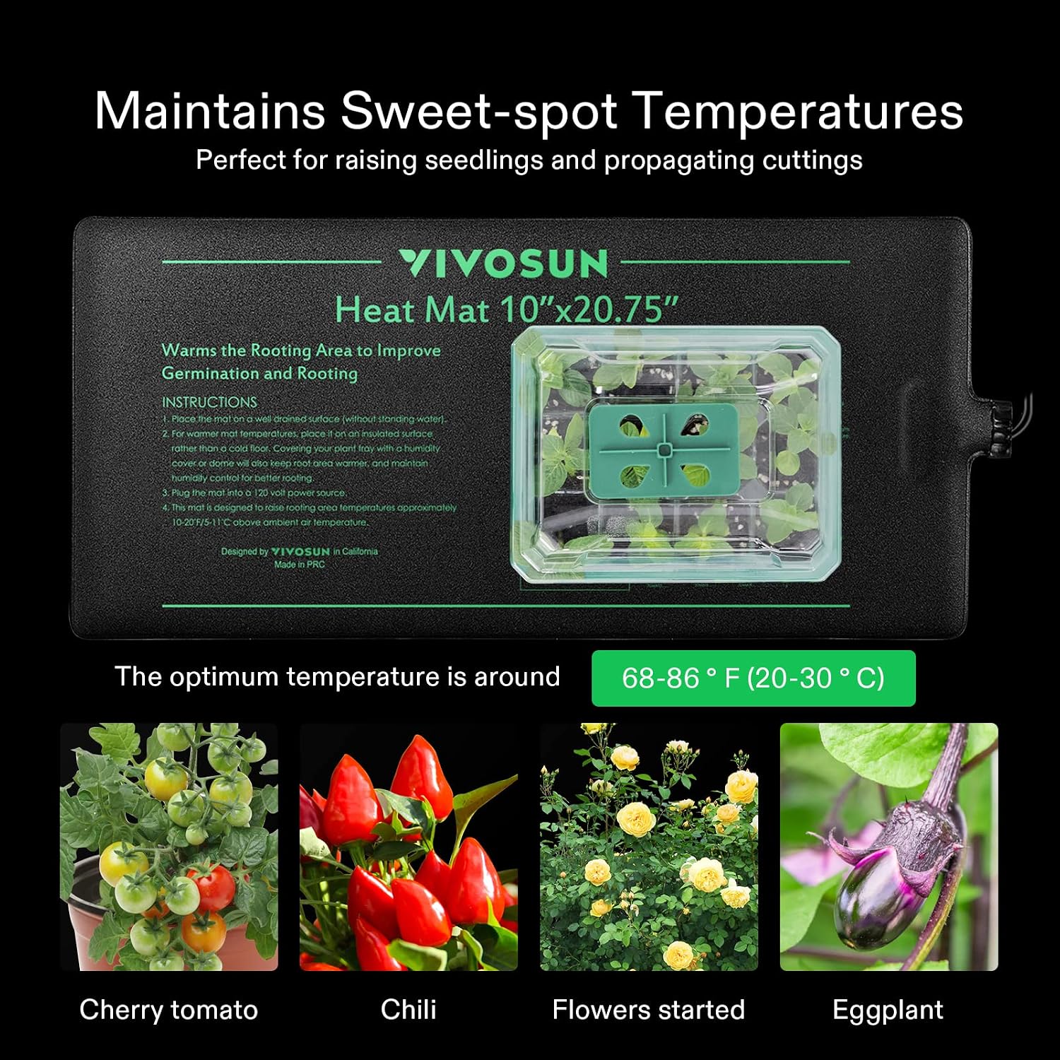 10" x 20.75" Durable Waterproof Seedling Heat Mat | UL & MET-Certified Warm Hydroponic Heating Pad for Germination