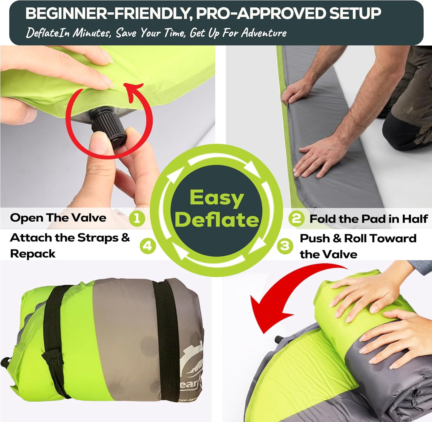 Oxylus 4.3 R-Value Insulated Foam Self Inflating Sleeping Pad Camping — Sleeping Pad Backpacking Air Mattress—Camping