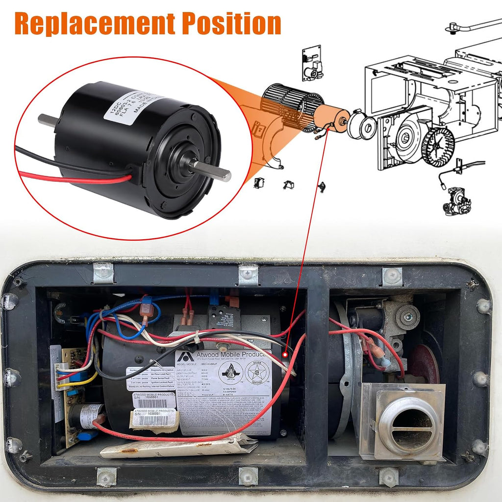 Furnace Heater Blower Motor Compatible with Atwood (Dometic) RV Furnaces 8525 IV & 8531 IV – Replacement # 37697, 20269K, 8531, 8525, 30133