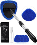 21" Windshield Cleaner Tool, Car Interior Detailing Cleaning Kit with Extendable Handle and 4 Upgraded High-Density