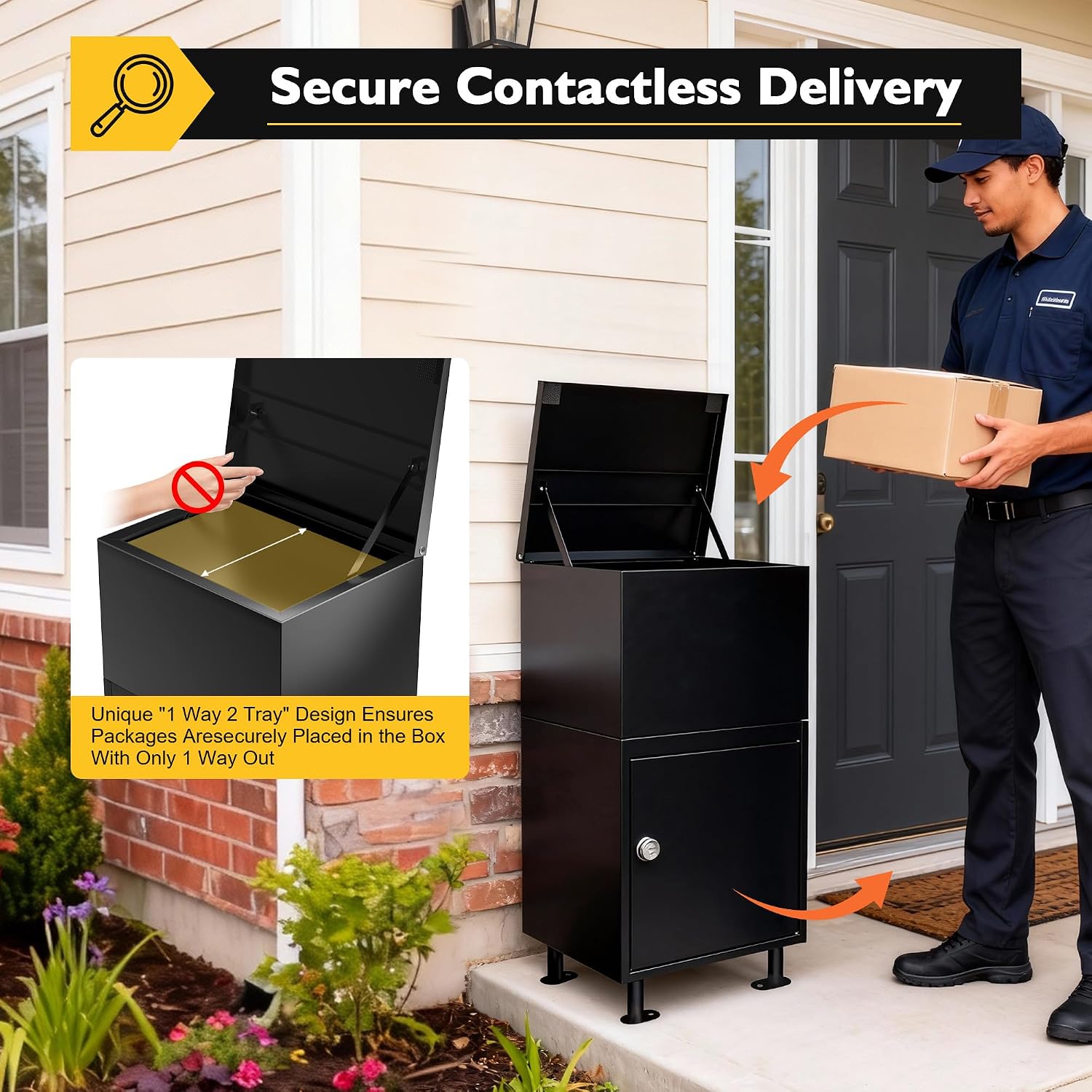 Parcel Drop Boxes for Outside, Extra Large Package Delivery Boxes with Secure Storage, Anti-Theft Galvanized